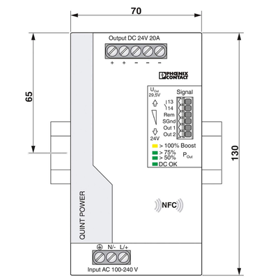 Phoenix Contact Power Supply 2904602 QUINT4-PS/1AC/24DC/20 Unit Input:1-phase, Output: 24 V DC/20 a Primary-switched QUINT POWER