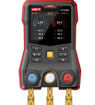 UNI-T UT336E KIT Digital Manifold Gauge with 2 Wireless Temperature Clamps and 3.5" HD Color Display for 162+ Refrigerants
