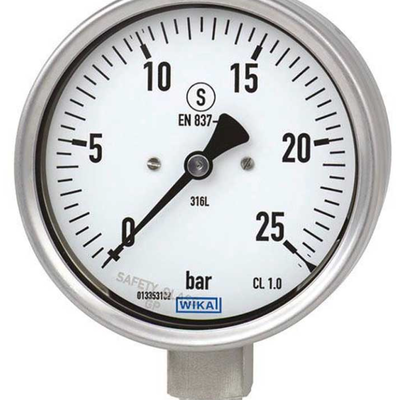 Manómetros de presión de tubo Bourdon de wika Modelos 233.53, 232.53 Serie de acero inoxidable